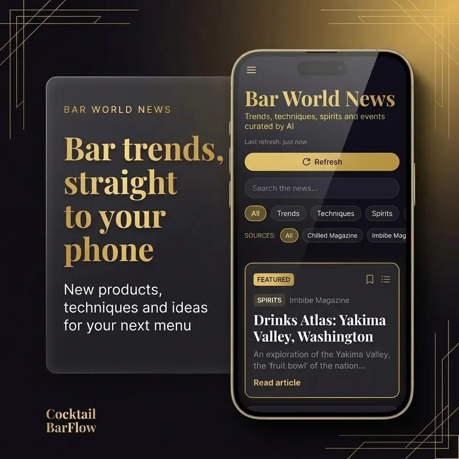 Bar World News — feature overview · Cocktail BarFlow, bar management app for bartenders
